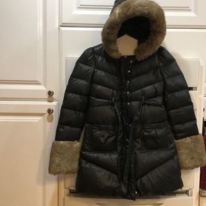 Juicy Couture Black Hooded Down/Feather Coat